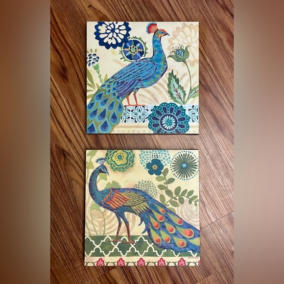 2-Piece Peacock Canvas Artwork Set - Picture 1 of 9